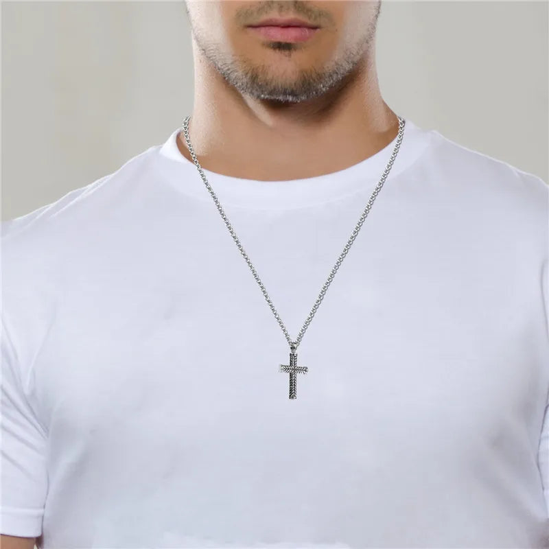 Silver Cross Link Necklace