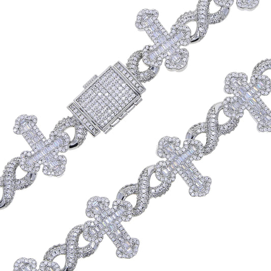 Iced Out Cross Charm Bracelet