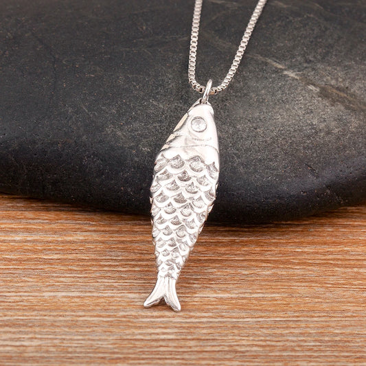 Fish Zircon Charm Necklace