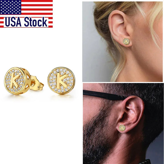 CZ Initial Earrings