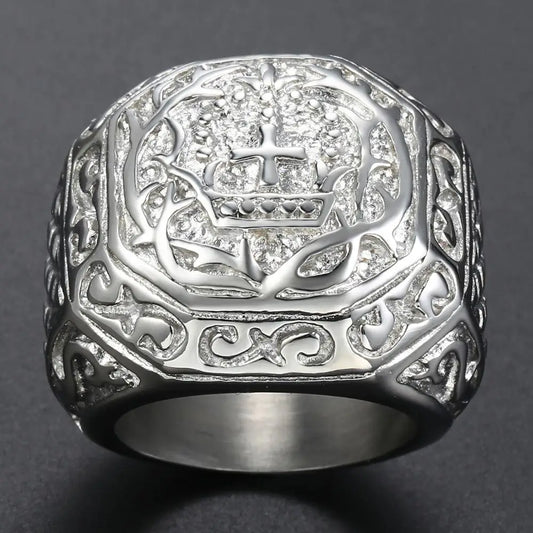 Carved Cross Ring