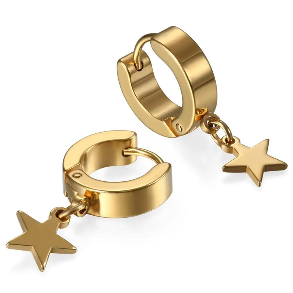 Moon Charm Hoops