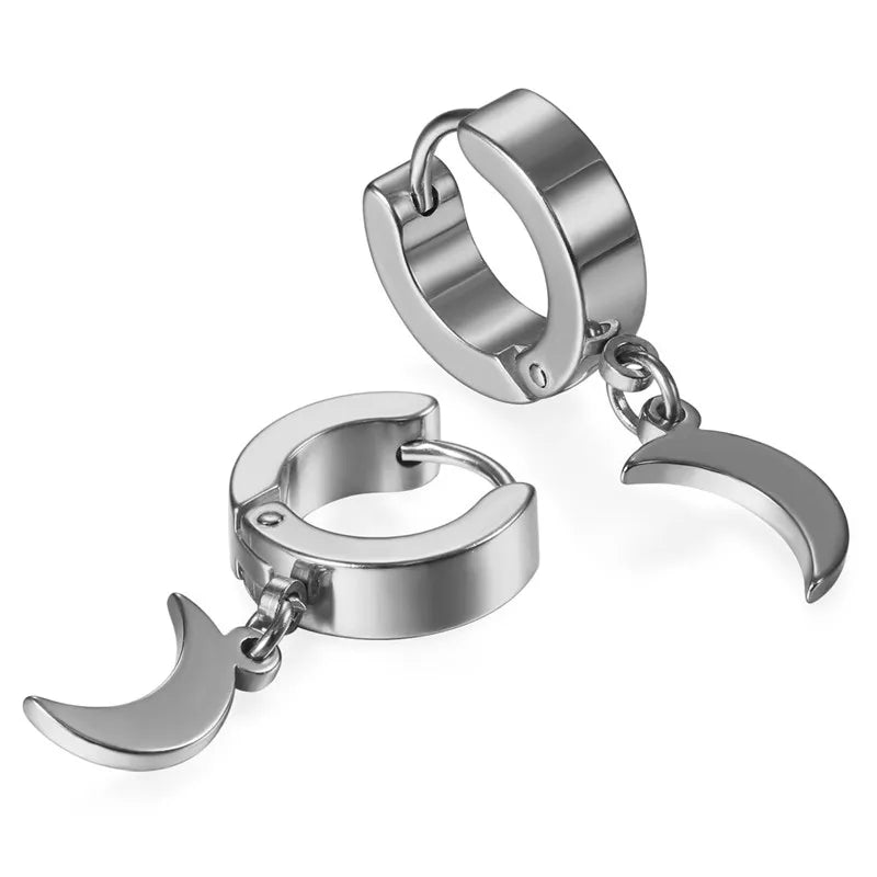 Moon Charm Hoops