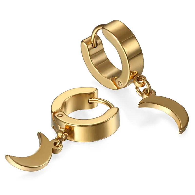 Moon Charm Hoops