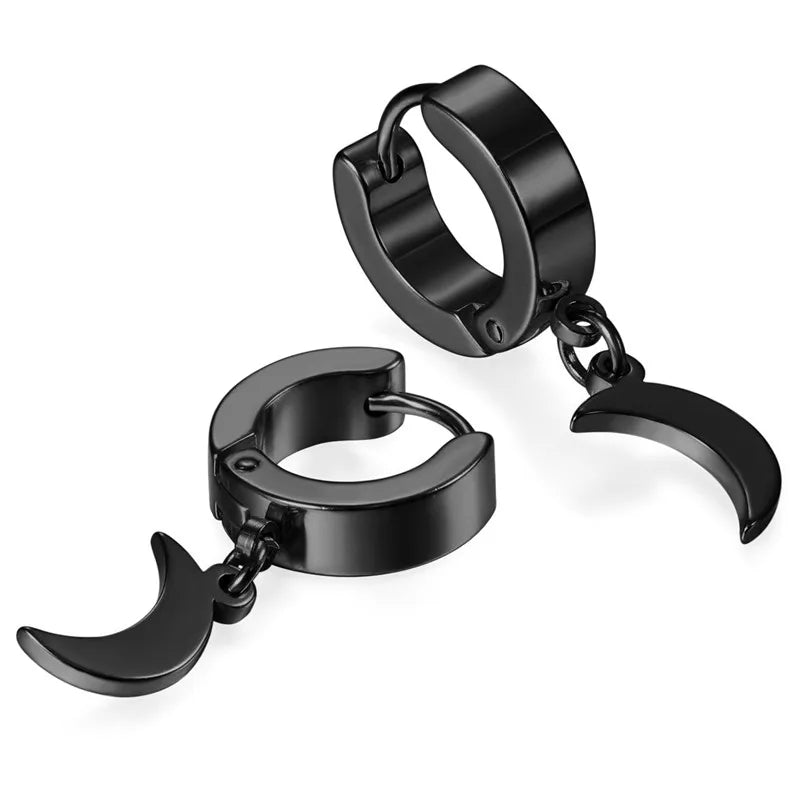 Moon Charm Hoops