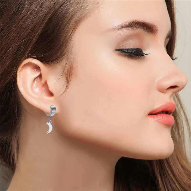 Moon Charm Hoops