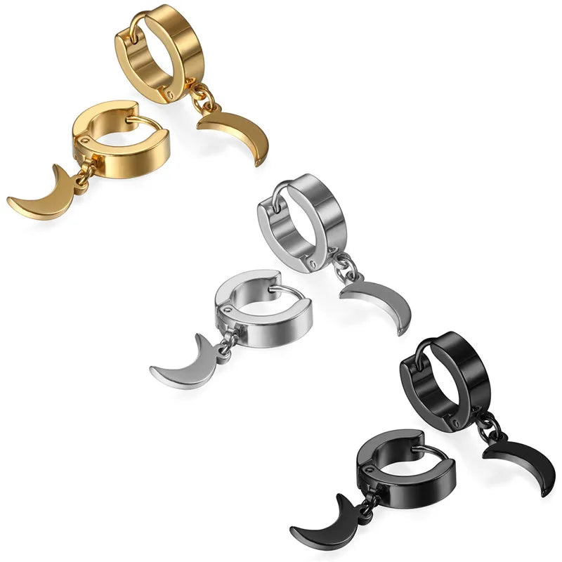 Moon Charm Hoops