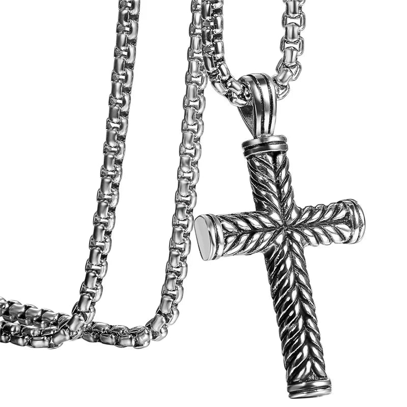 Silver Cross Link Necklace