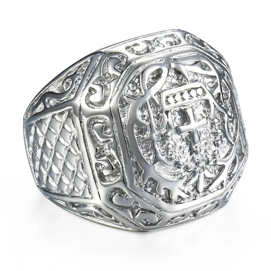 Carved Cross Ring