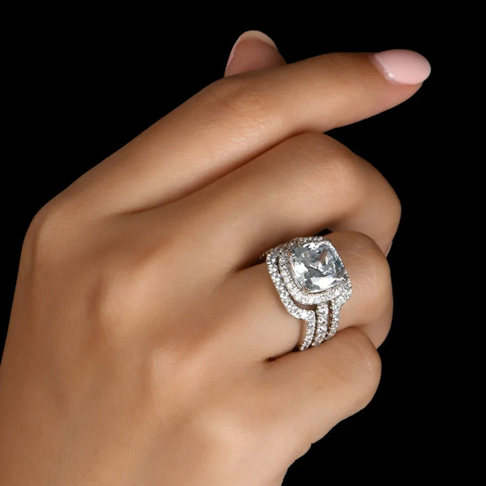 Cushion Halo Moissanite Ring