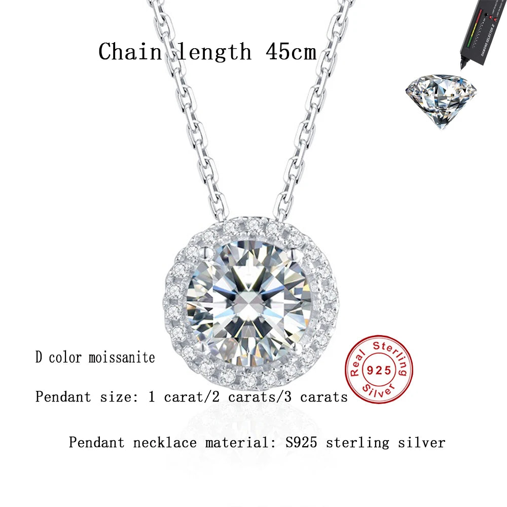 Moissanite Halo Necklace
