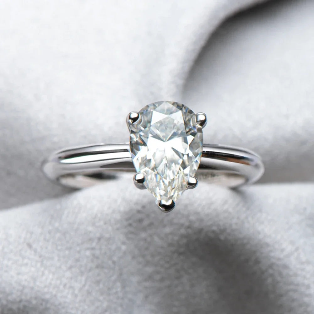Pear Moissanite Solitaire Ring