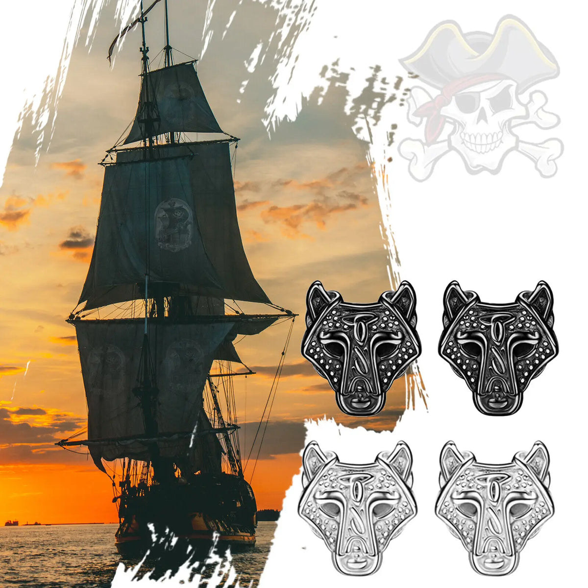 Wolf Rune Studs