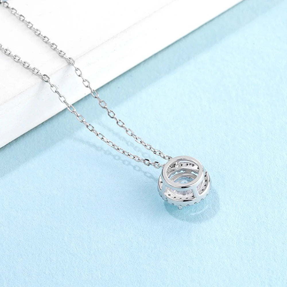 Moissanite Halo Necklace