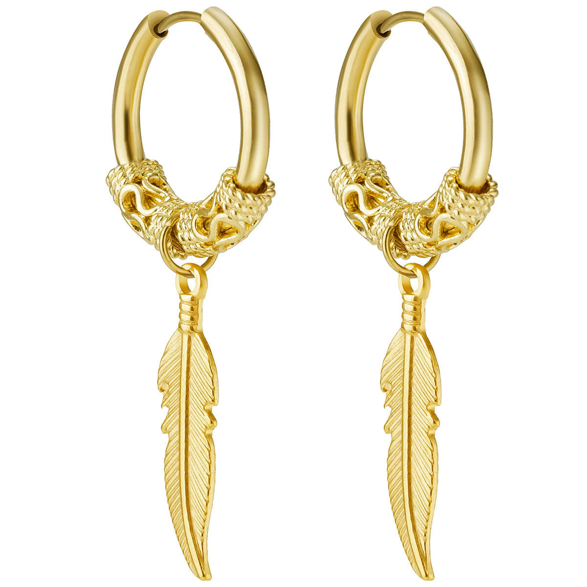 Feather Drop Hoops