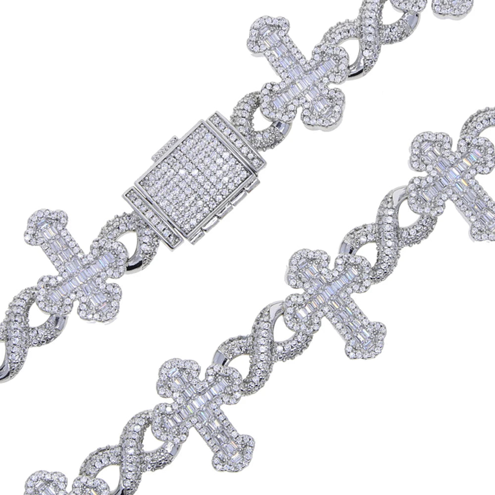 Iced Out Cross Charm Bracelet