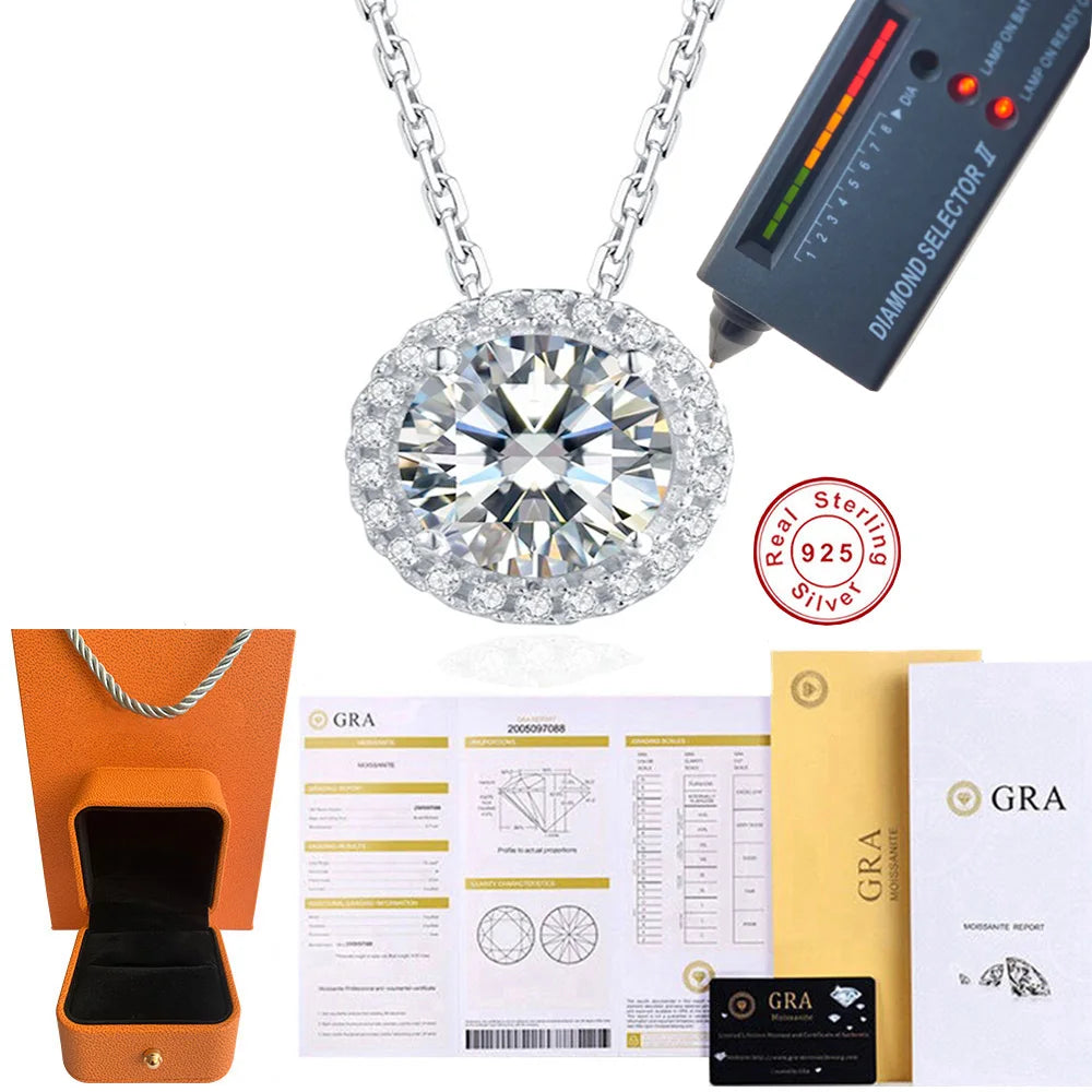 Moissanite Halo Necklace