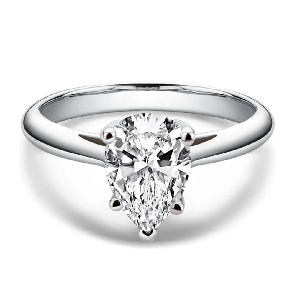 Pear Moissanite Solitaire Ring