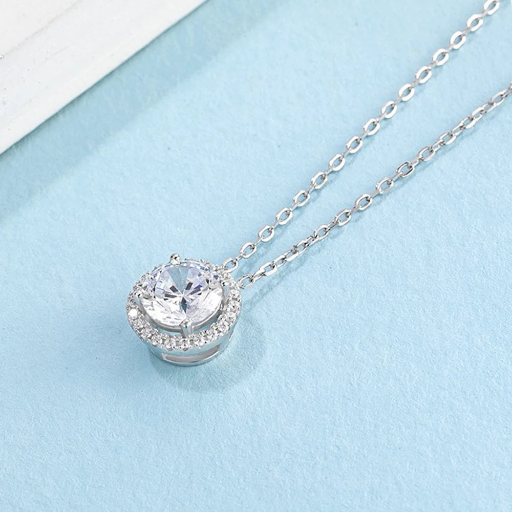 Moissanite Halo Necklace