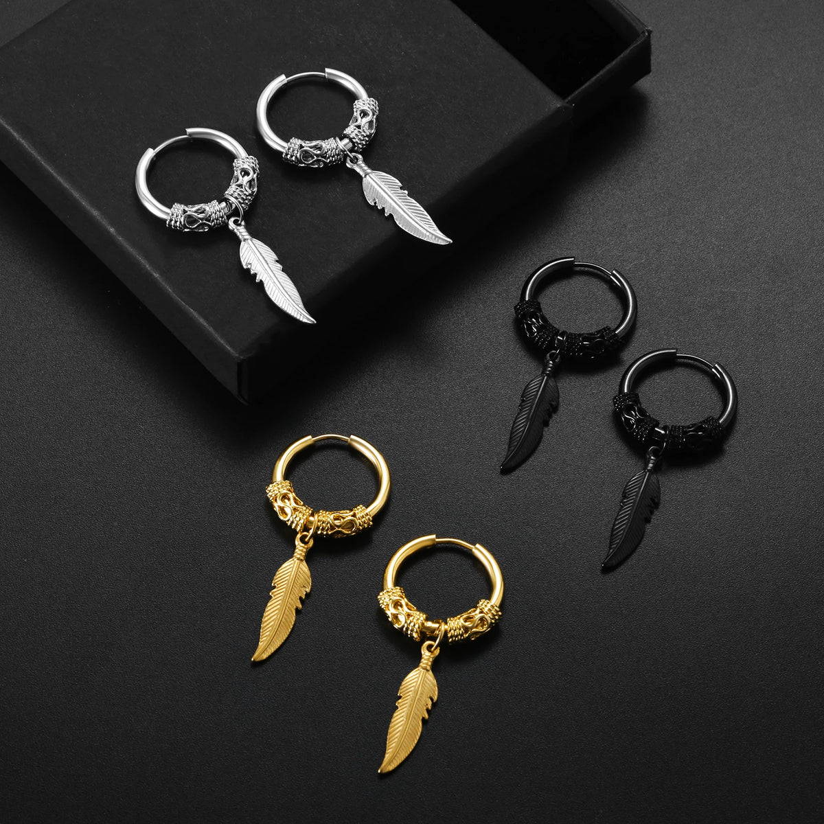 Feather Drop Hoops