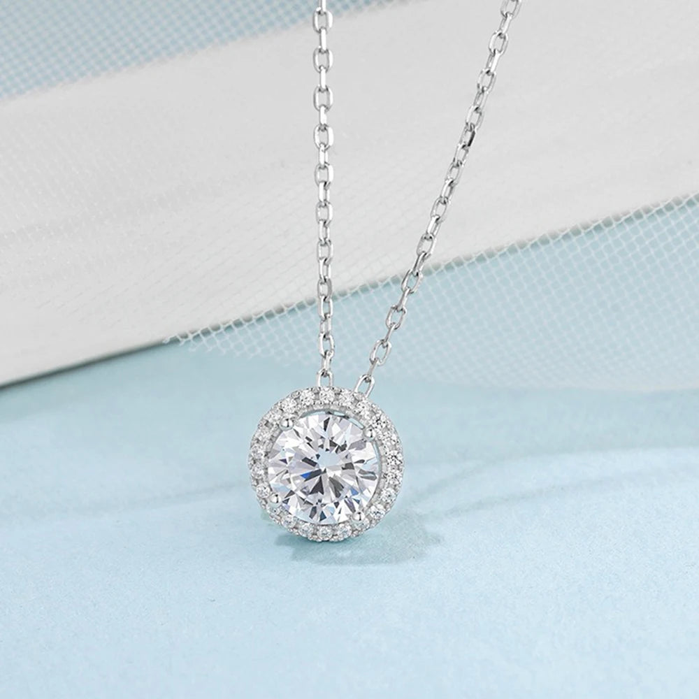 Moissanite Halo Necklace