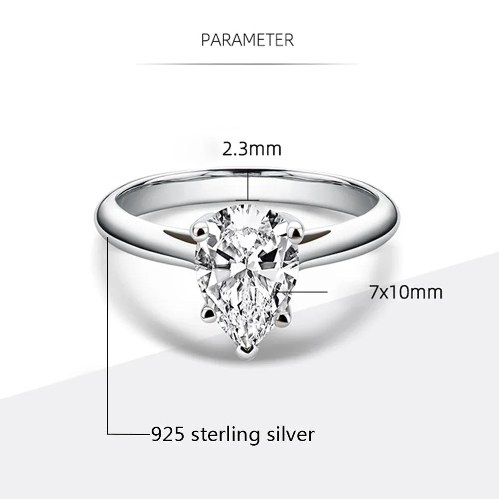 Pear Moissanite Solitaire Ring
