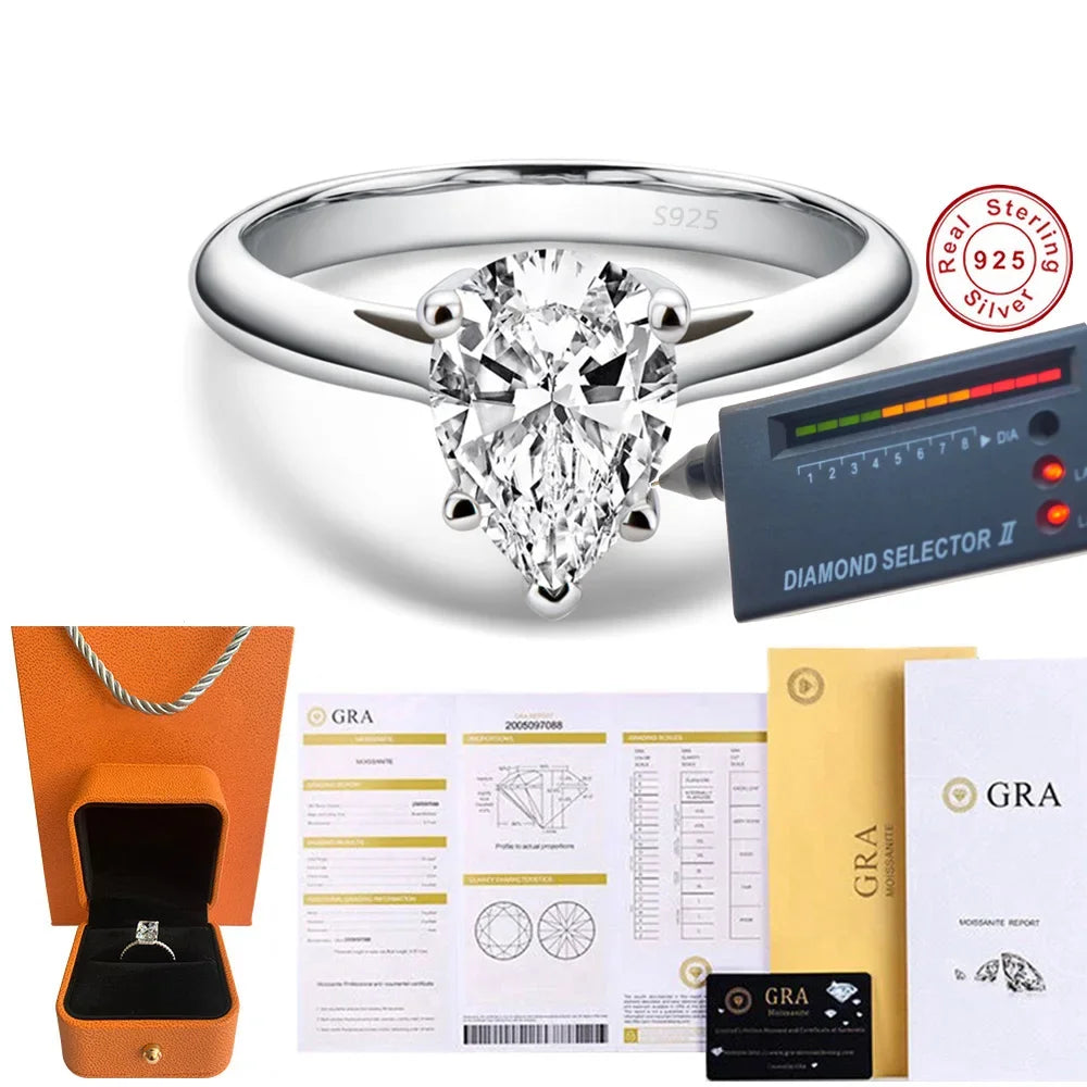 Pear Moissanite Solitaire Ring