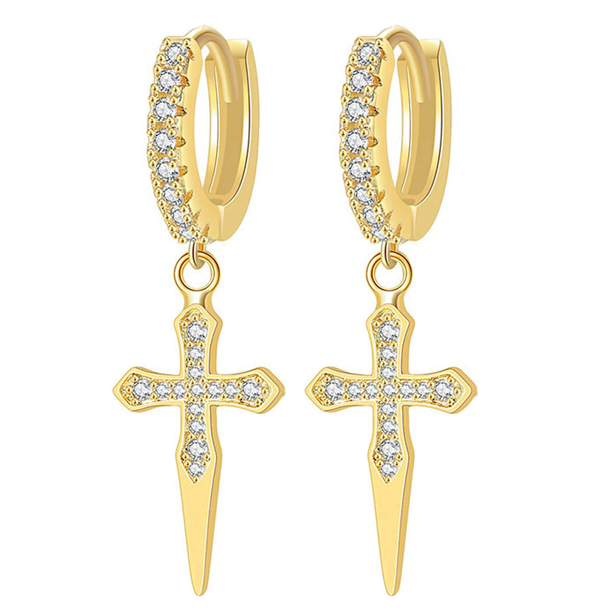 CZ Cross Hoop Earrings