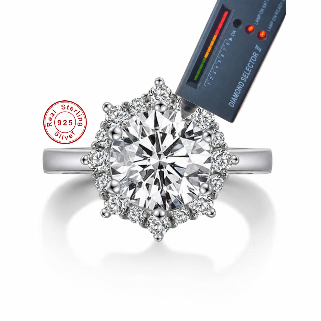 Floral Halo Moissanite Ring photo 1 with watermark removal requested
