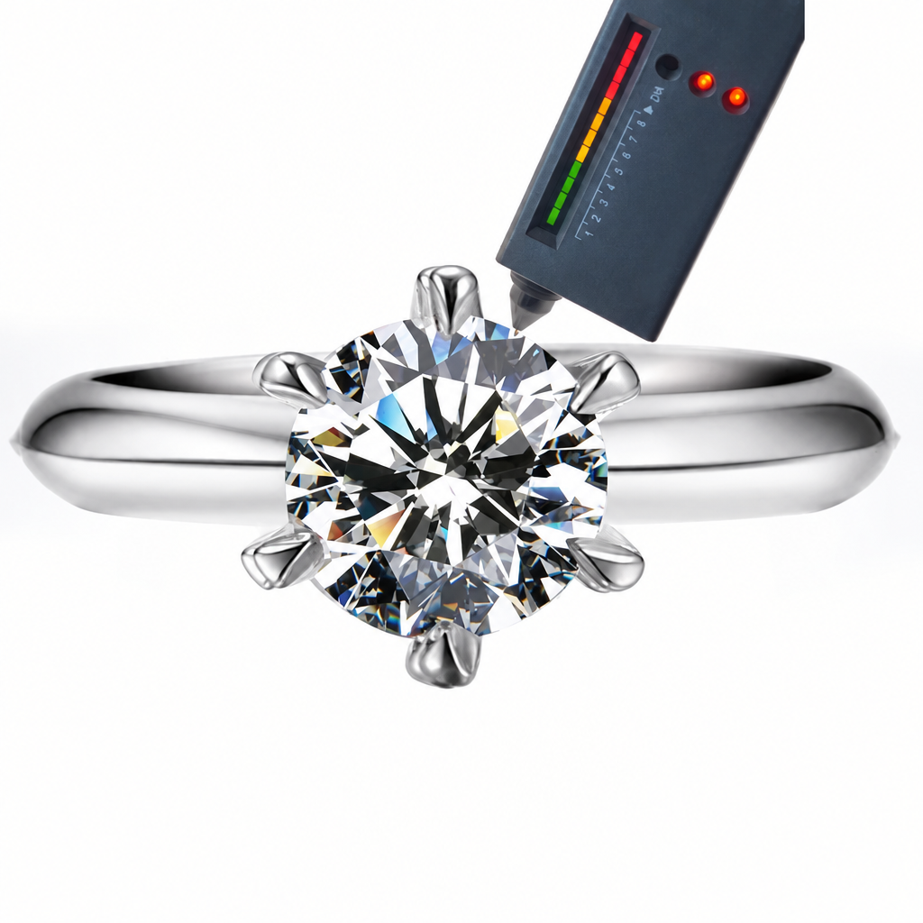 Watermark-removal draft for Round Moissanite Ring photo 1